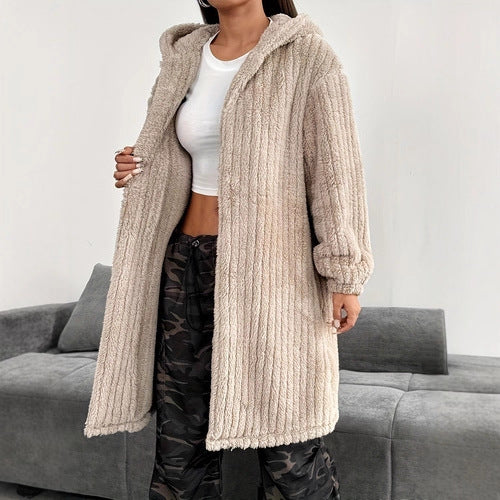 Damen kuscheliger Langmantel R&B
