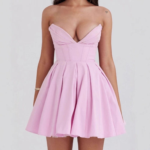 Damen Cocktailkleid mit herzförmigem Ausschnitt und schwingendem Rock R&B