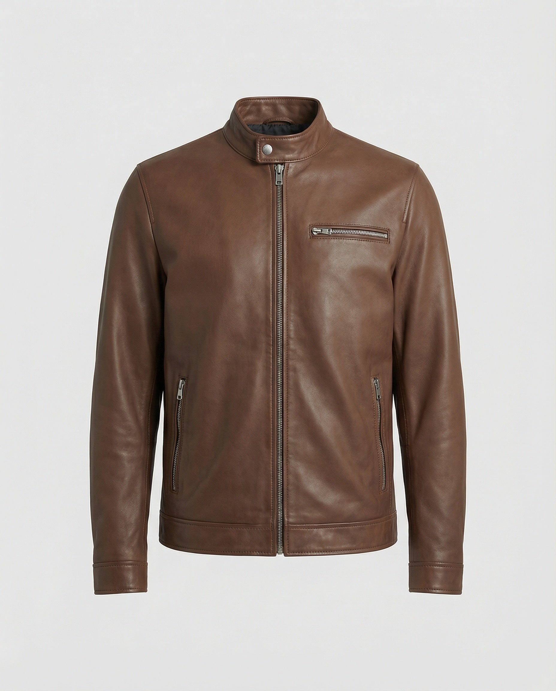 Herren Kunstlederjacke mit modernem Kragen