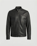 Herren Kunstlederjacke mit modernem Kragen