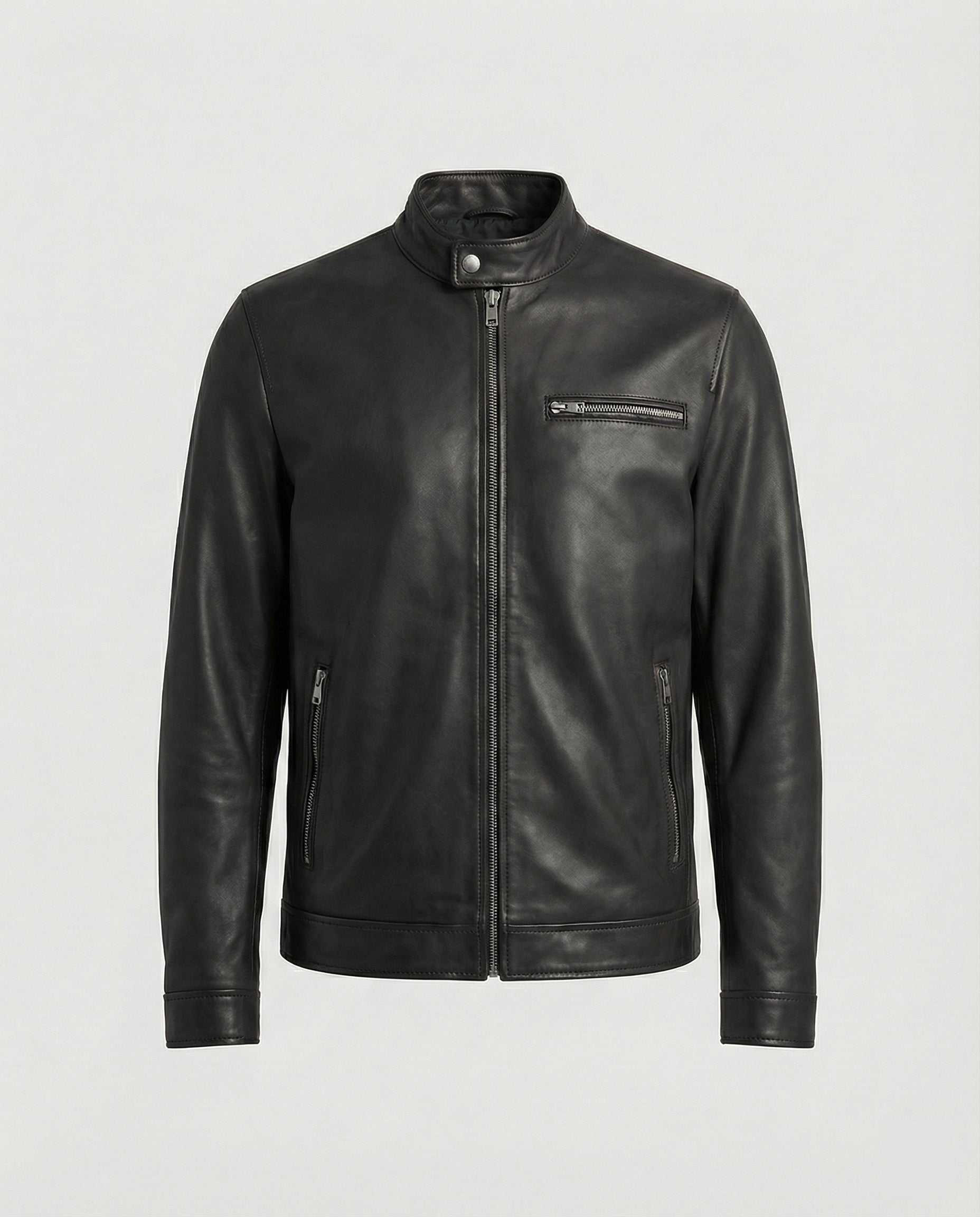 Herren Kunstlederjacke mit modernem Kragen