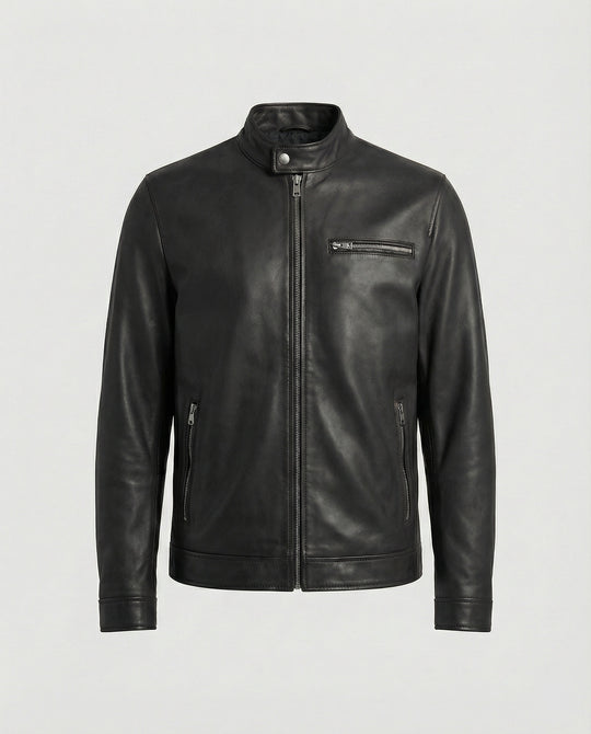 Herren Kunstlederjacke mit modernem Kragen
