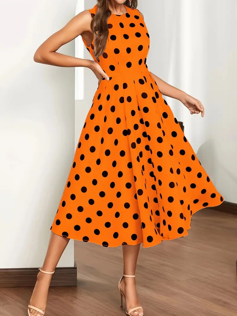 Damen A-Linie Kleid mit Polka-Dots R&B