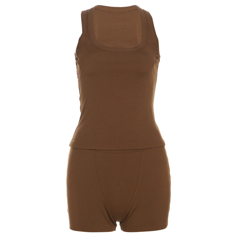 Damen Sportliches Loungewear-Set mit ärmellosem Oberteil und Shorts R&B