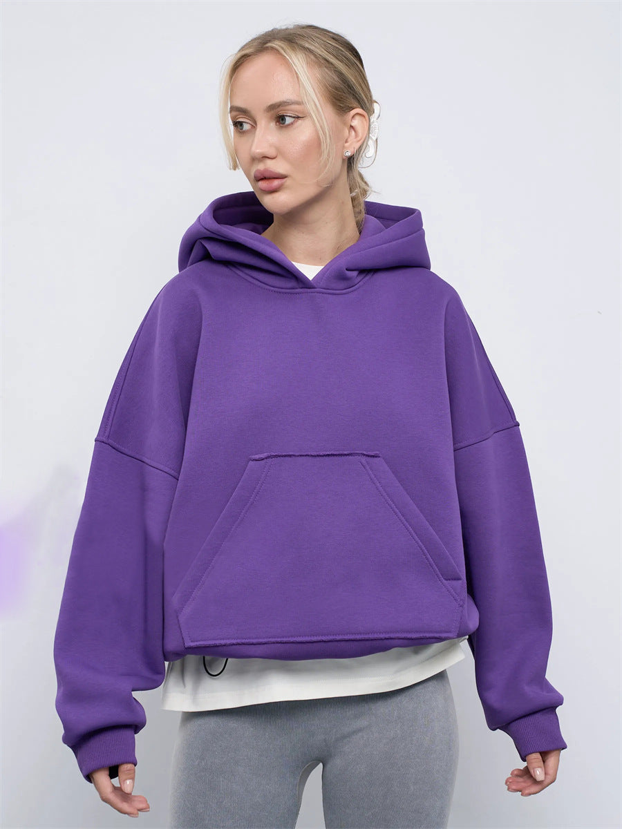 Damen lässiger Oversize-Hoodie mit Kängurutasche und weichem Innenfutter R&B