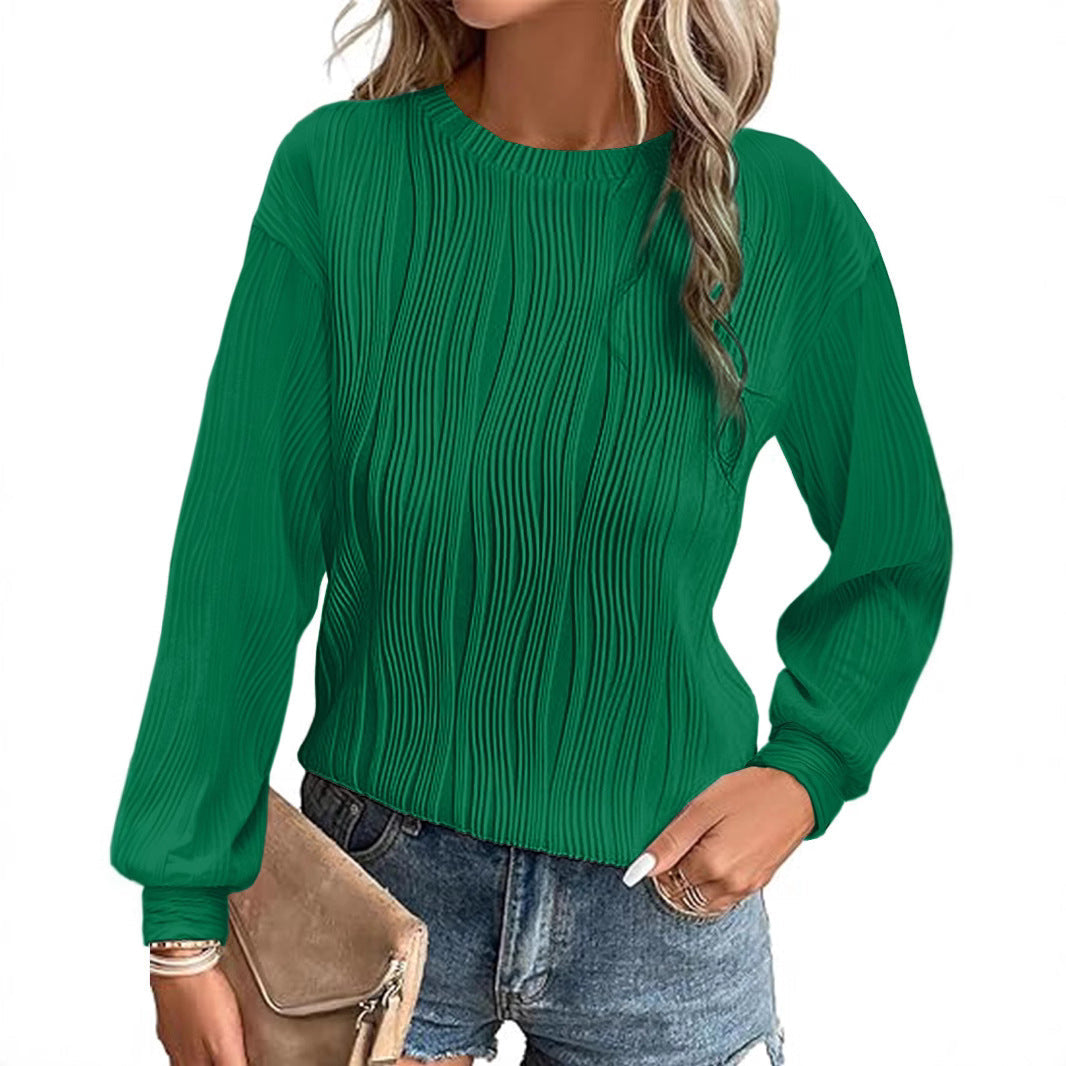Damen plissierter Langarm-Pullover R&B