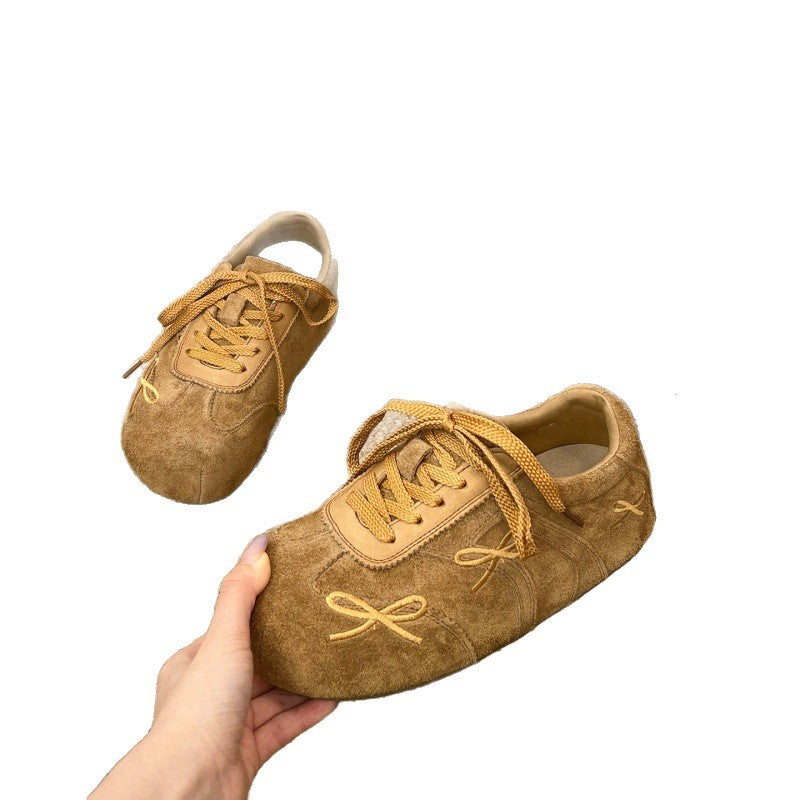 Damen Bequeme Sneakers aus hochwertigem Wildleder mit dekorativen Schleifen R&B