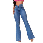Damen Flared Jeans mit hohem Taillenbund und elegantem Schnitt R&B