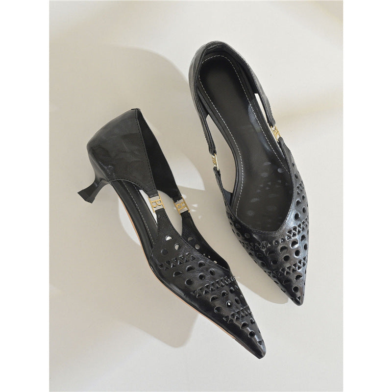 Damen spitze Slingback-Pumps mit dekorativer Perforierung R&B