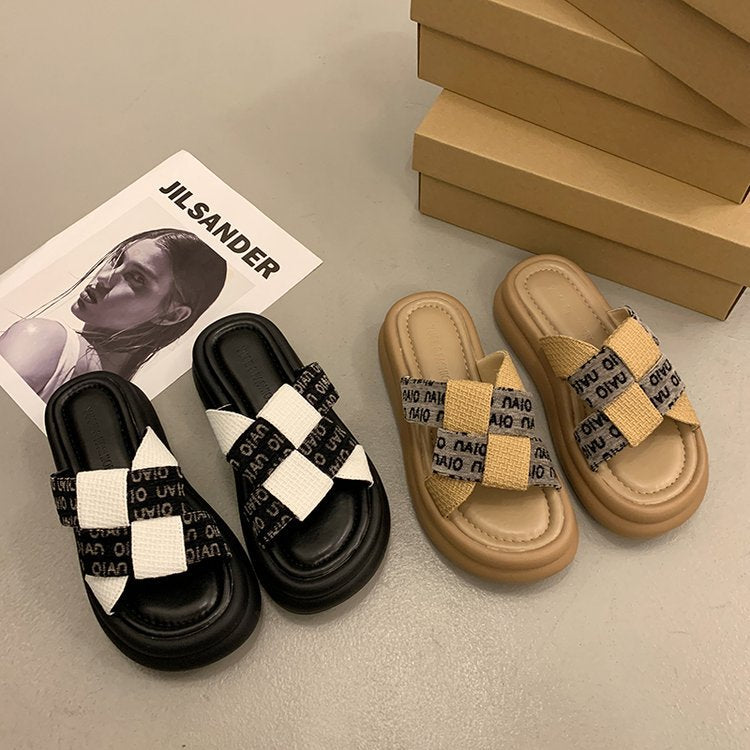 Damen modische Slide-Pantoletten mit komfortablem Fußbett und elastischen Riemen R&B