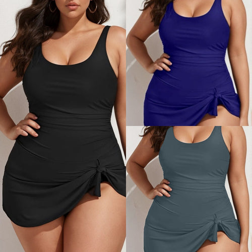 Damen Einteiler Badeanzug mit geschmeidigem Stoff und asymmetrischem Rock R&B