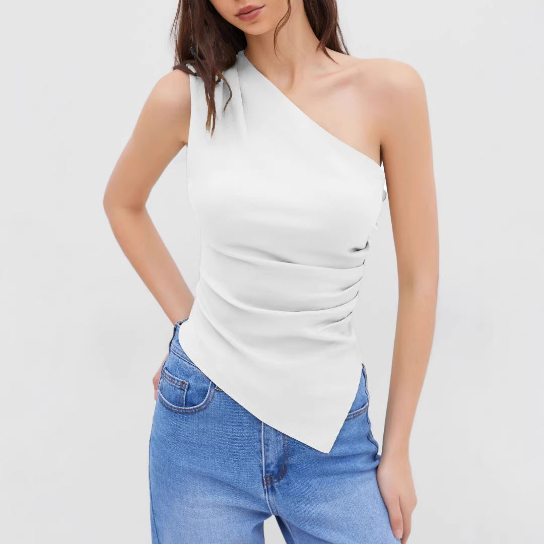 Damen asymmetrisches Top mit raffiniertem Drapierungsdesign R&B