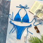 Damen Triangel-Bikini mit verstellbaren Trägern und eleganten Schnürdetails R&B