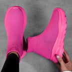 Damen Strick-Sneaker mit hohem Schaft und flexibler Sohle