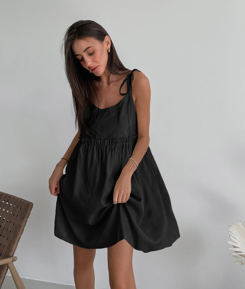 Damen luftiges Sommerkleid mit verstellbaren Trägern und elastischem Bund R&B