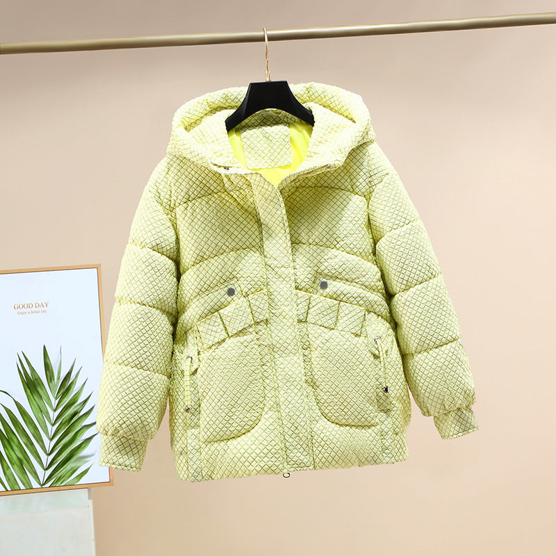 Damen Modische leichte Pufferjacke mit praktischen Taschen und Kapuze R&B