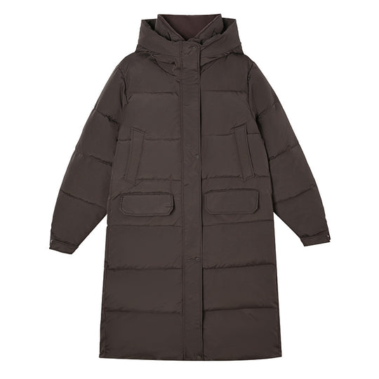 Damen Lange isolierte Winterjacke mit Kapuze und einzippbarem Kragen R&B