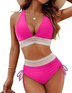 Damen Bikinis mit hoch tailliertem Schnitt und modischen Details R&B