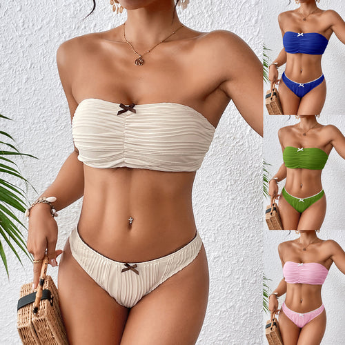 Damen Bandeau Bikini mit dekorativen Rüschen R&B