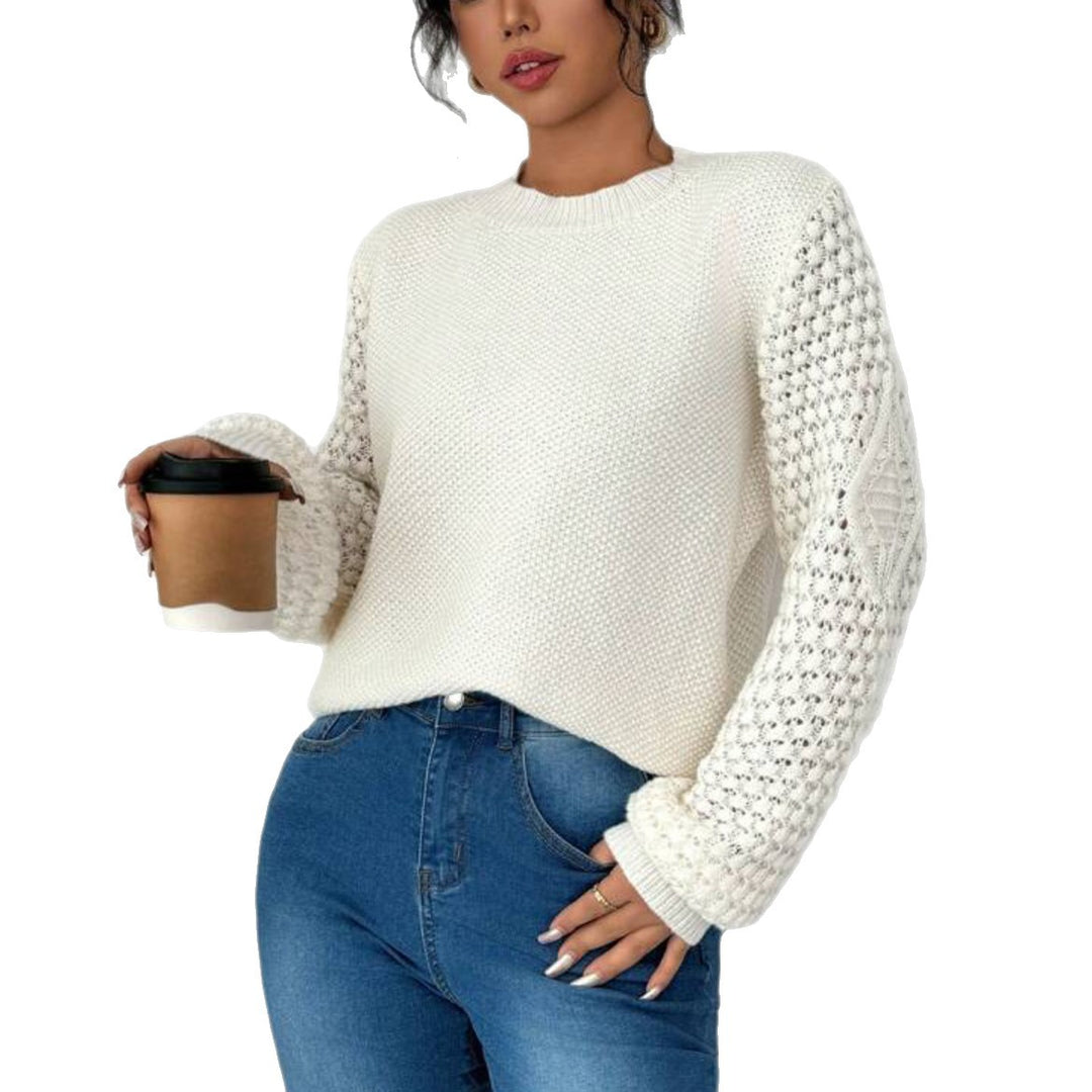 Damen modischer Pullover mit raffinierten Strickdetails R&B