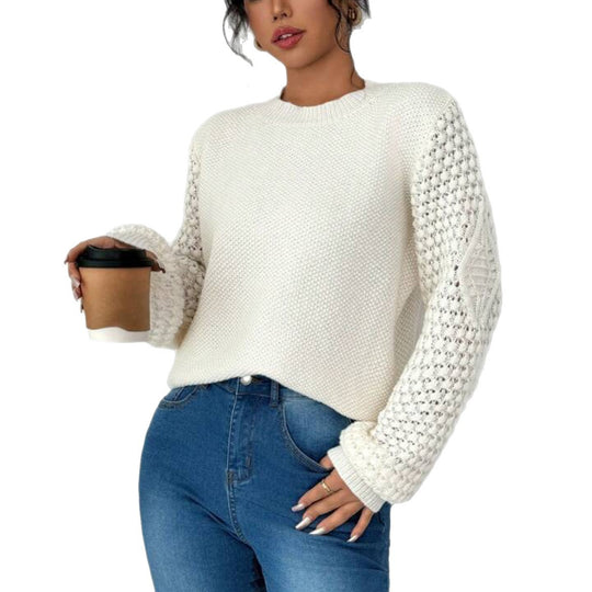 Damen modischer Pullover mit raffinierten Strickdetails R&B