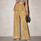 Damen Elegante weite Hose im funkelnden Metallic-Look EB