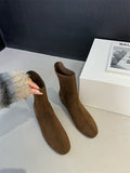 Damen Elegante Stiefeletten aus weichem Wildleder mit praktischem Anziehschlitz R&B