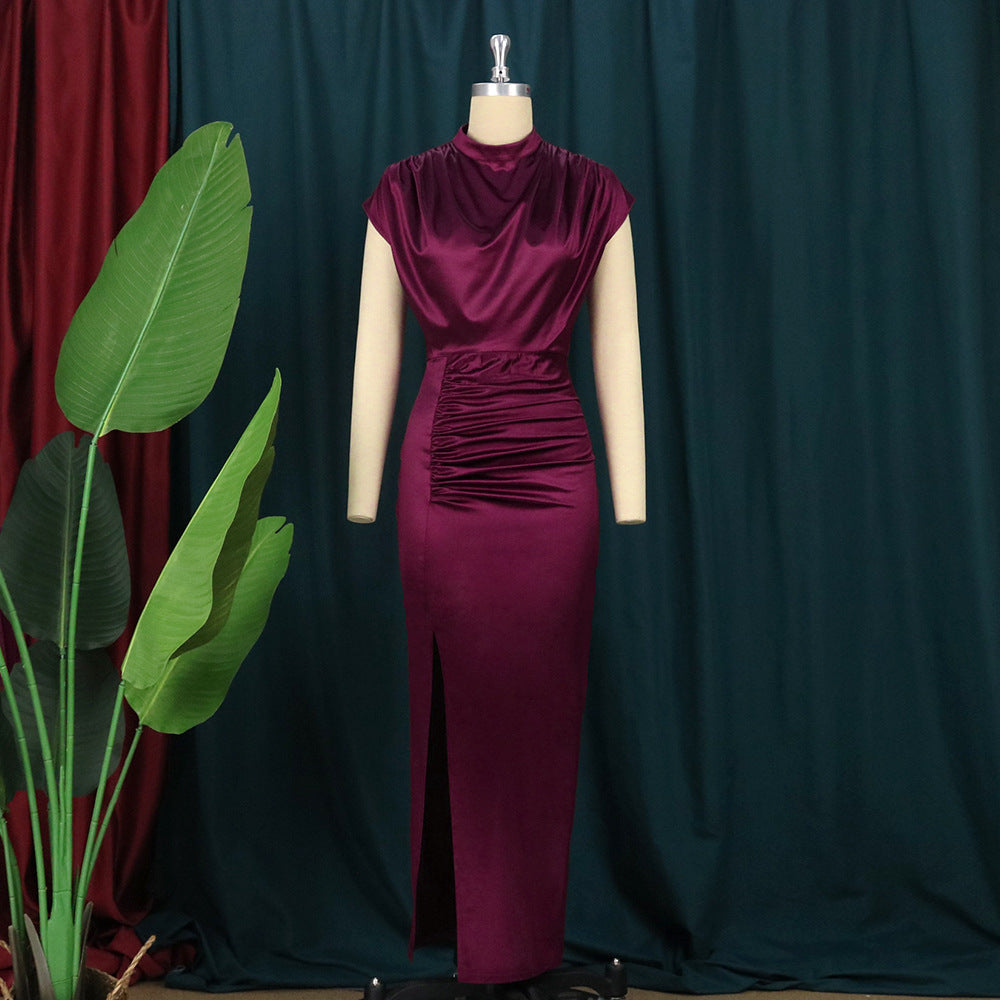 Damen Maxikleid mit elegantem V-Ausschnitt und schickem Schlitz R&B