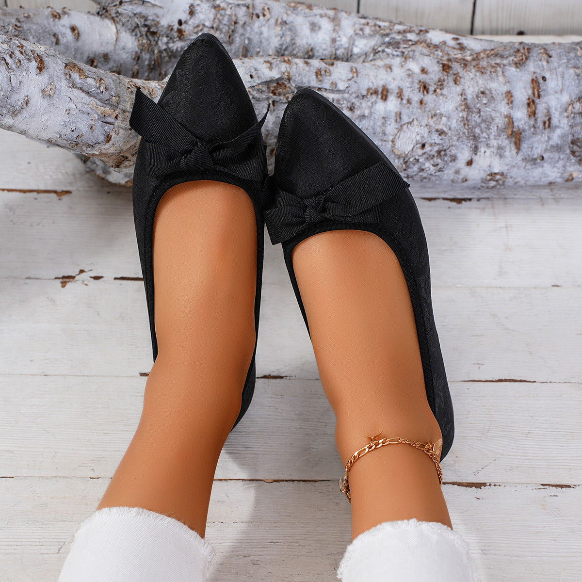 Damen Ballerinas mit floralem Muster und Schleifenverzierung R&B