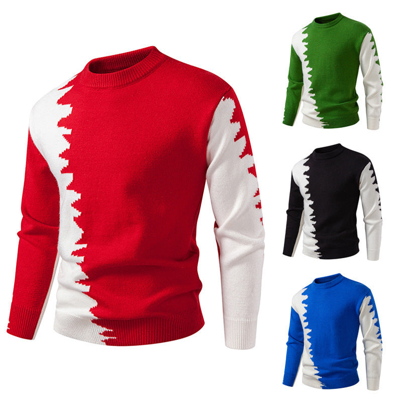 Herren modischer Strickpullover mit asymmetrischem Farbdesign und hohem Komfort R&B