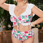 Damen Bikini-Set mit verspieltem Rüschendesign und floralem Muster R&B