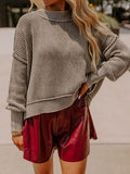 Damen lässiger Strickpullover mit strukturiertem Rippdesign R&B