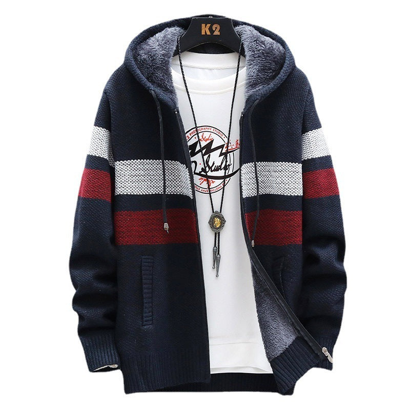 Herren Fleece-Hoodie mit hohem Kragen und Struktur R&B
