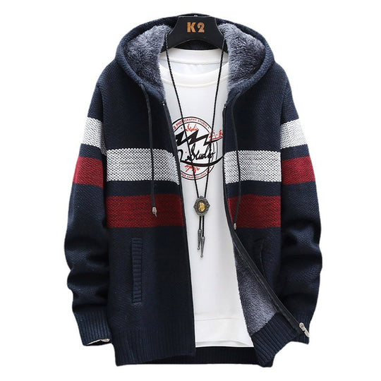 Herren Fleece-Hoodie mit hohem Kragen und Struktur R&B