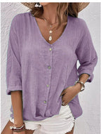 Damen Leichtes ViskosR&Bluse mit Knopfleiste R&B