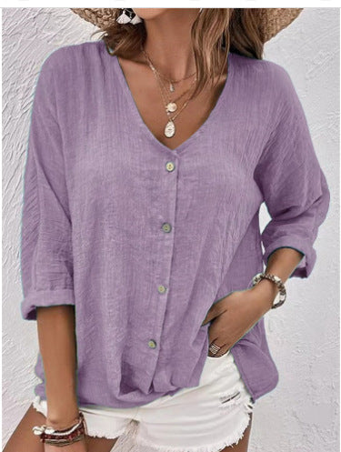 Damen Leichtes Viskosebluse mit Knopfleiste R&B
