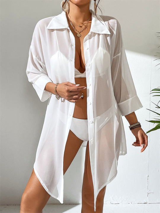 Damen transparenter Strandüberwurf R&B