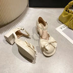 Damen Elegante Absatzschuhe mit dekorativen Perlen und Schleifen-Design