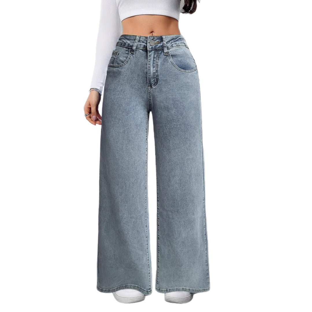 Damen Weit geschnittene Jeans im Vintage-Stil mit hohem Bund und lässigem Look R&B