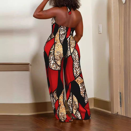 Damen Jumpsuit mit floralem Design und weitem Bein R&B