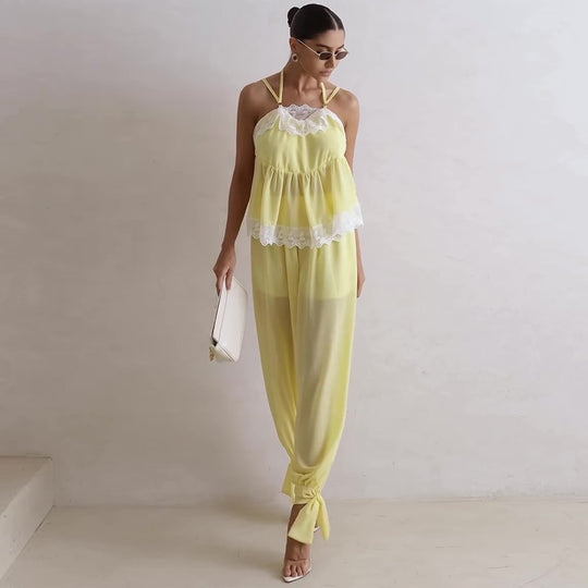Damen luftiges Schalenoberteil mit elegantem Hosenansatz R&B