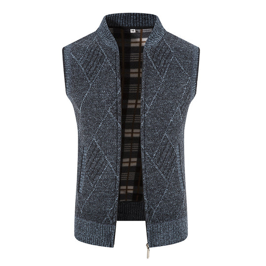 Herren Strickjacke ohne Ärmel mit modernem Zopfmuster R&B