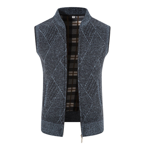Herren Strickjacke ohne Ärmel mit modernem Zopfmuster R&B