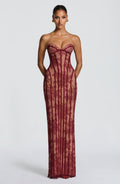 Damen figurbetontes Spitzenkleid mit Bustier-Oberteil und eleganten Details EB