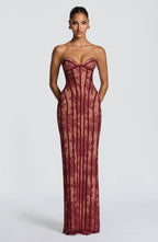 Damen figurbetontes Spitzenkleid mit Bustier-Oberteil und eleganten Details EB