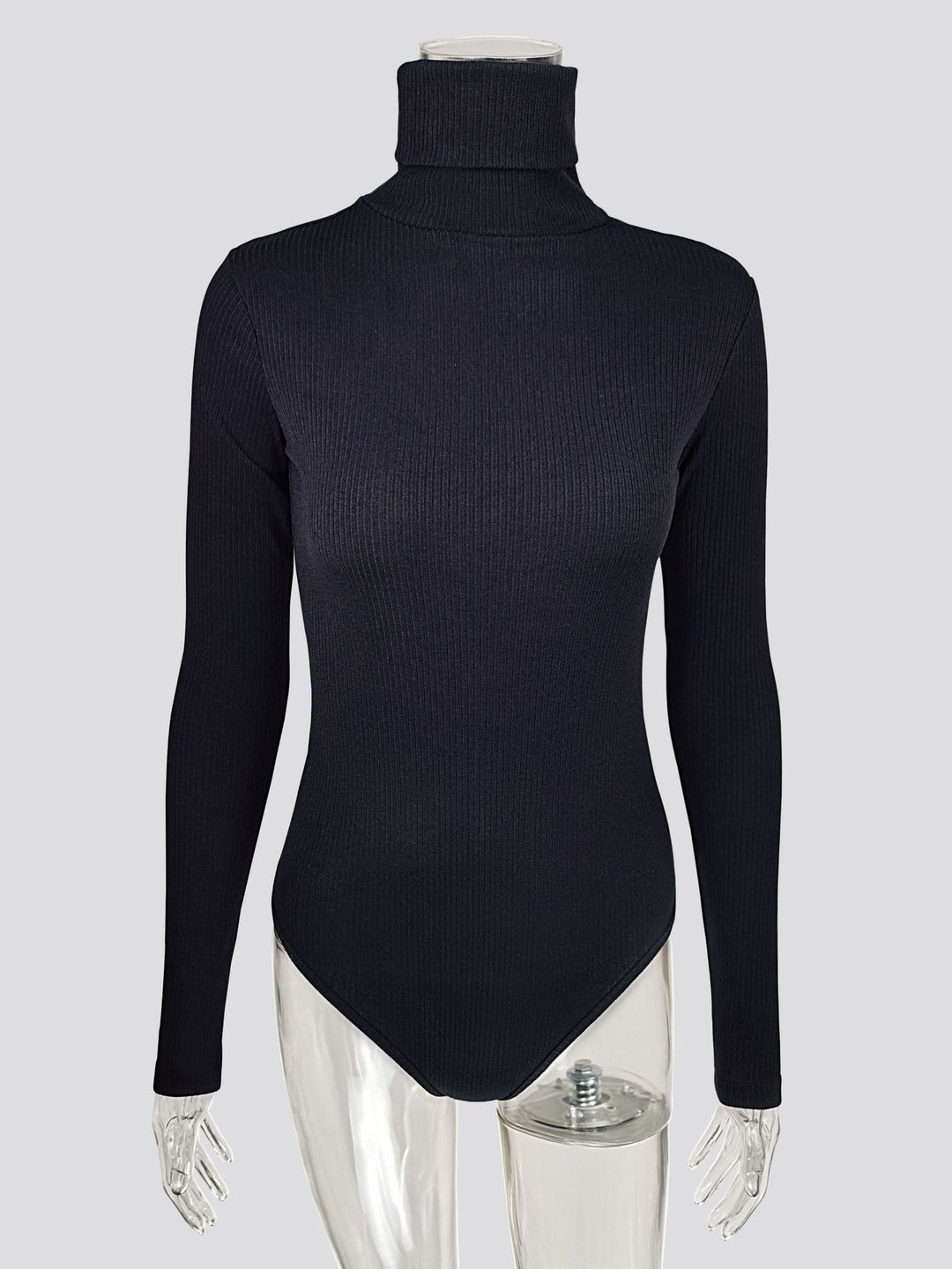 Damen Figurbetontes Langarmbody mit hohem Kragen R&B