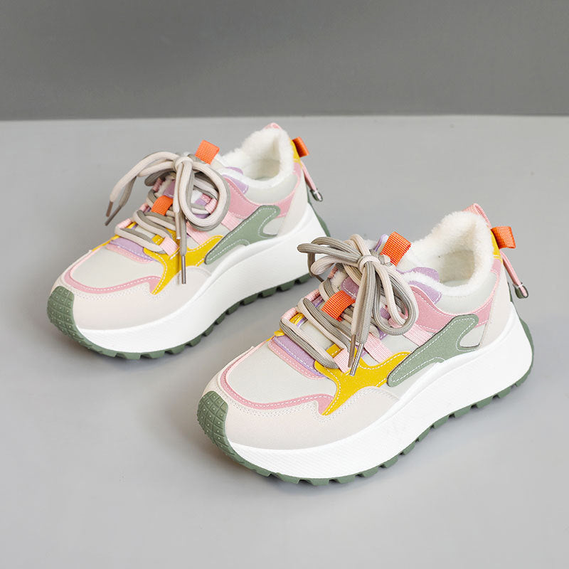 Damen modische High-Top Sneakers mit flauschigem Innenfutter und rutschfester Sohle R&B