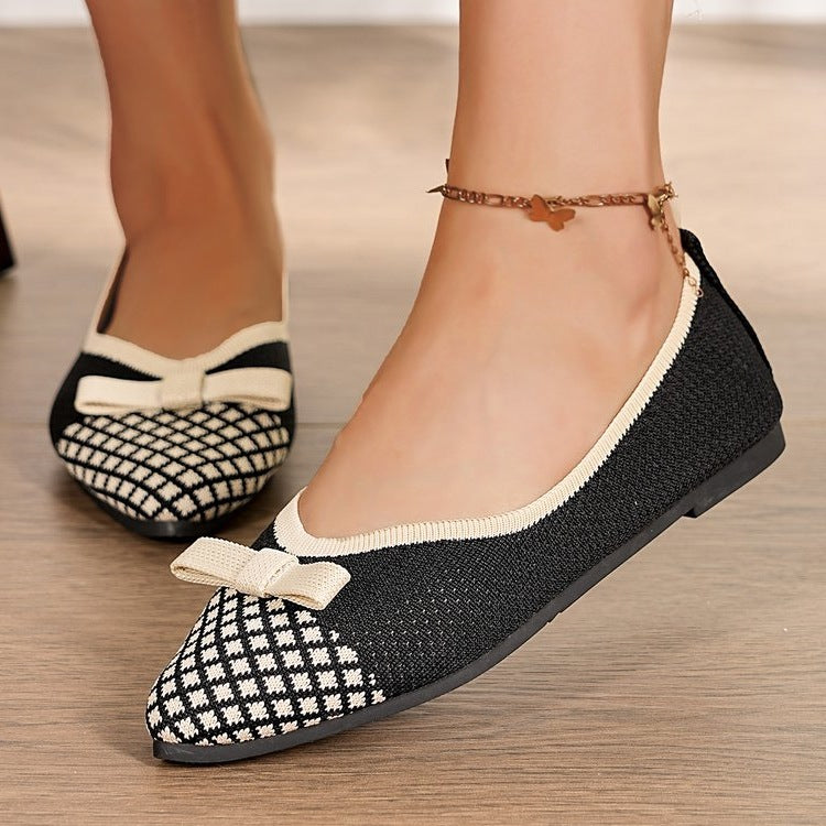 Damen Ballerinas mit zarter Schleifenverzierung und luftiger Oberflächenstruktur R&B