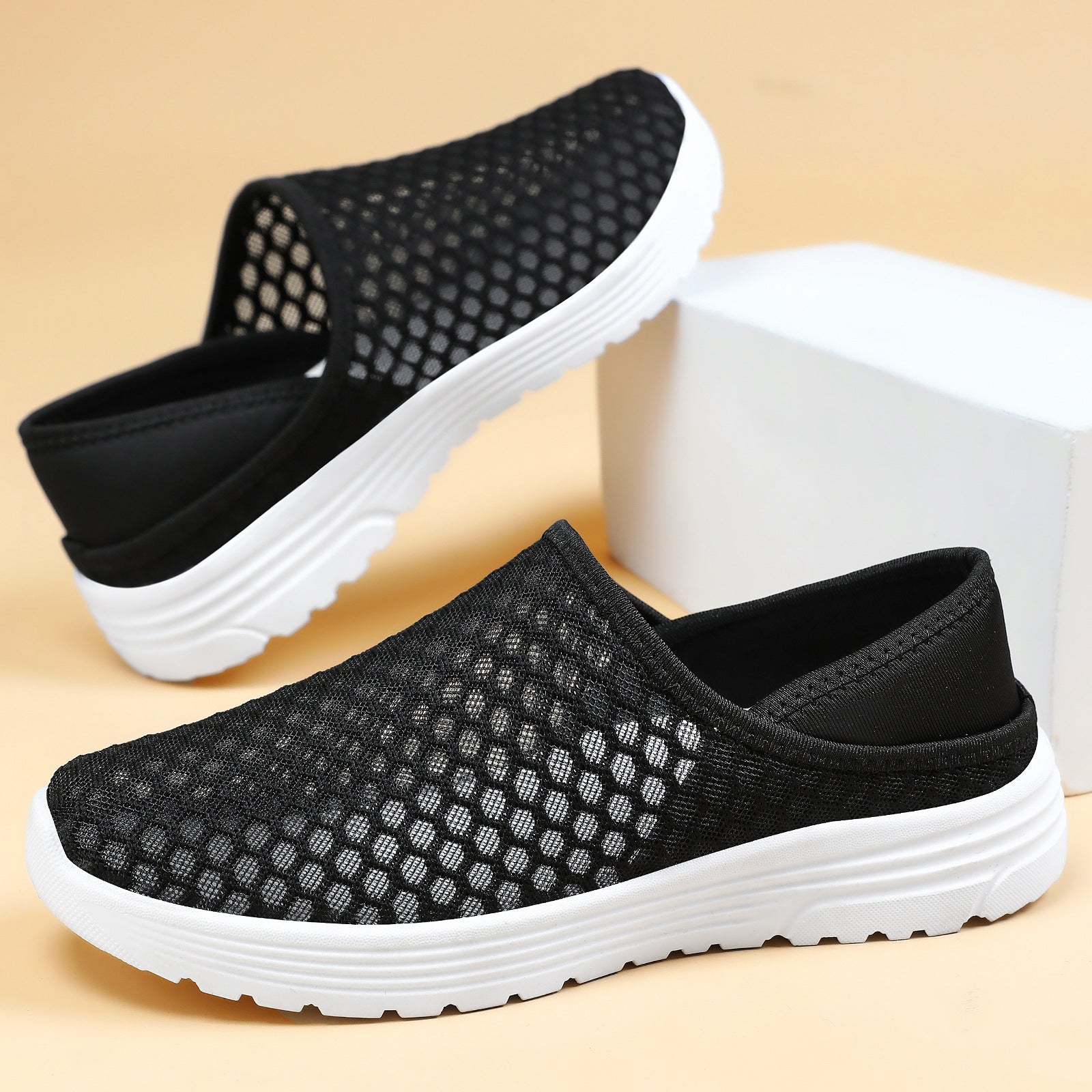 Damen Bequeme Slip-On Freizeitschuhe mit atmungsaktiver Netzstruktur