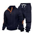 Herren nan Strickkombination aus Pullover und Jogginghose mit Zopfmuster und Ellenbogenbesatz R&B